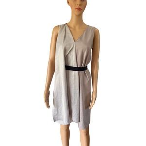 Simply Vera Vera Wang Beige Satin Knee Length Sleeveless Wrap Dress Size XS